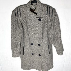 Vintage Collection Elegante Wool Power Coat Overcoat W Structured Shoulders 6